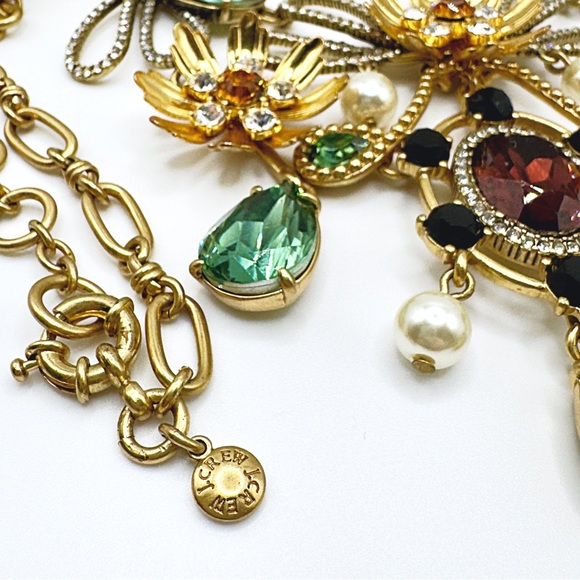 J. Crew • Baroque Floral Mixed Gem Statement Necklace • Alhambra Green - Picture 9 of 13